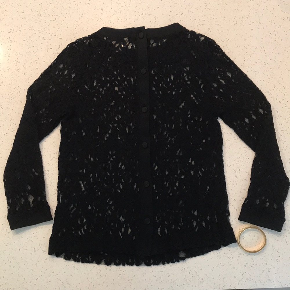Banana Republic Black Lace Top w/ button detail